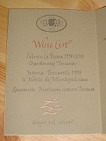 Italicised Menu Wine List, 2004